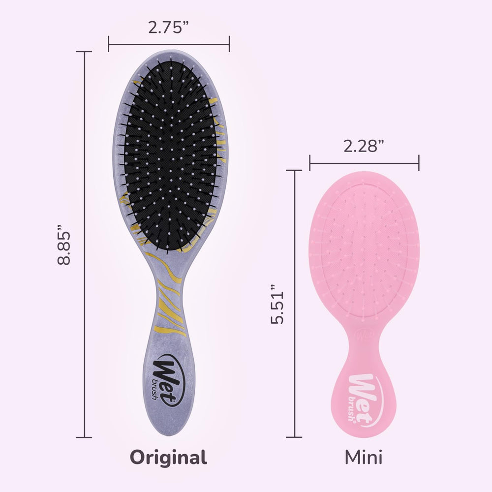 Wet Brush detangler on wet hair shows painless detangling with minimal snagging.