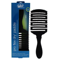 Wet Brush Pro Flex Dry Paddle Brush Black front view highlighting vented design speeds drying.