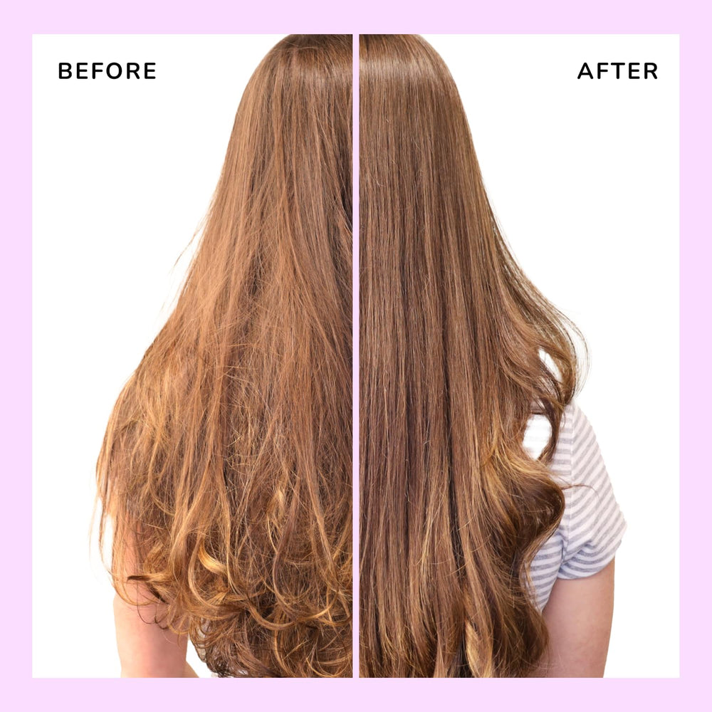 Frizz control with Wet Brush Shine Enhancer for a smoother look.