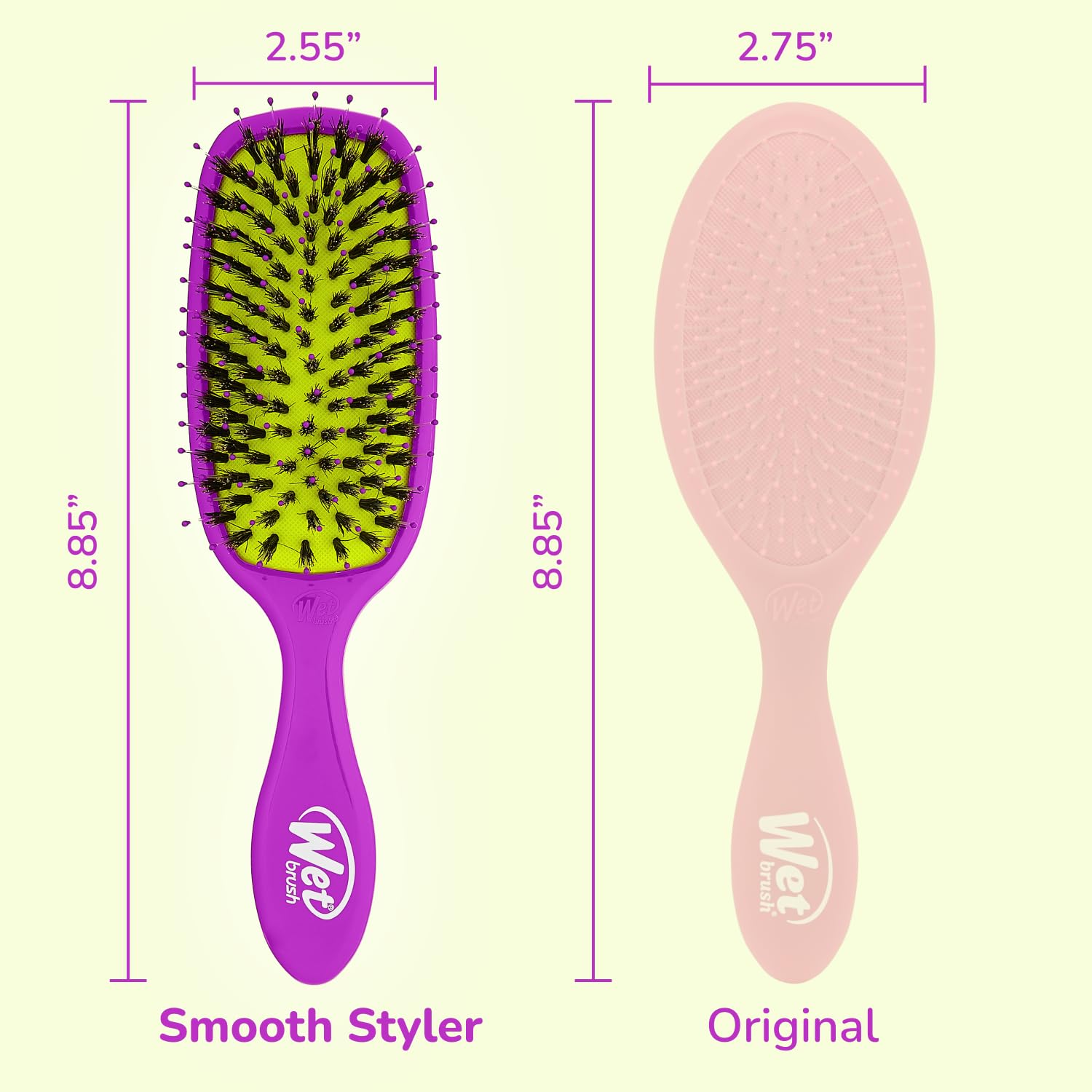 Purple handle detail of Wet Brush Shine Enhancer adds stylish, comfortable grip.
