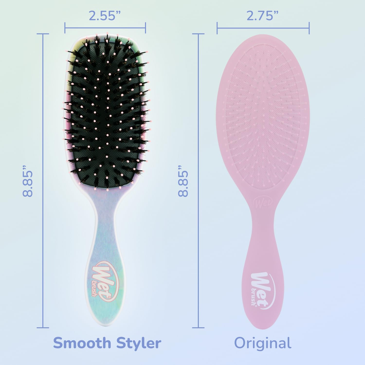 Wet Brush Shine Enhancer Stripes ergonomic handle for comfortable brushing sessions.