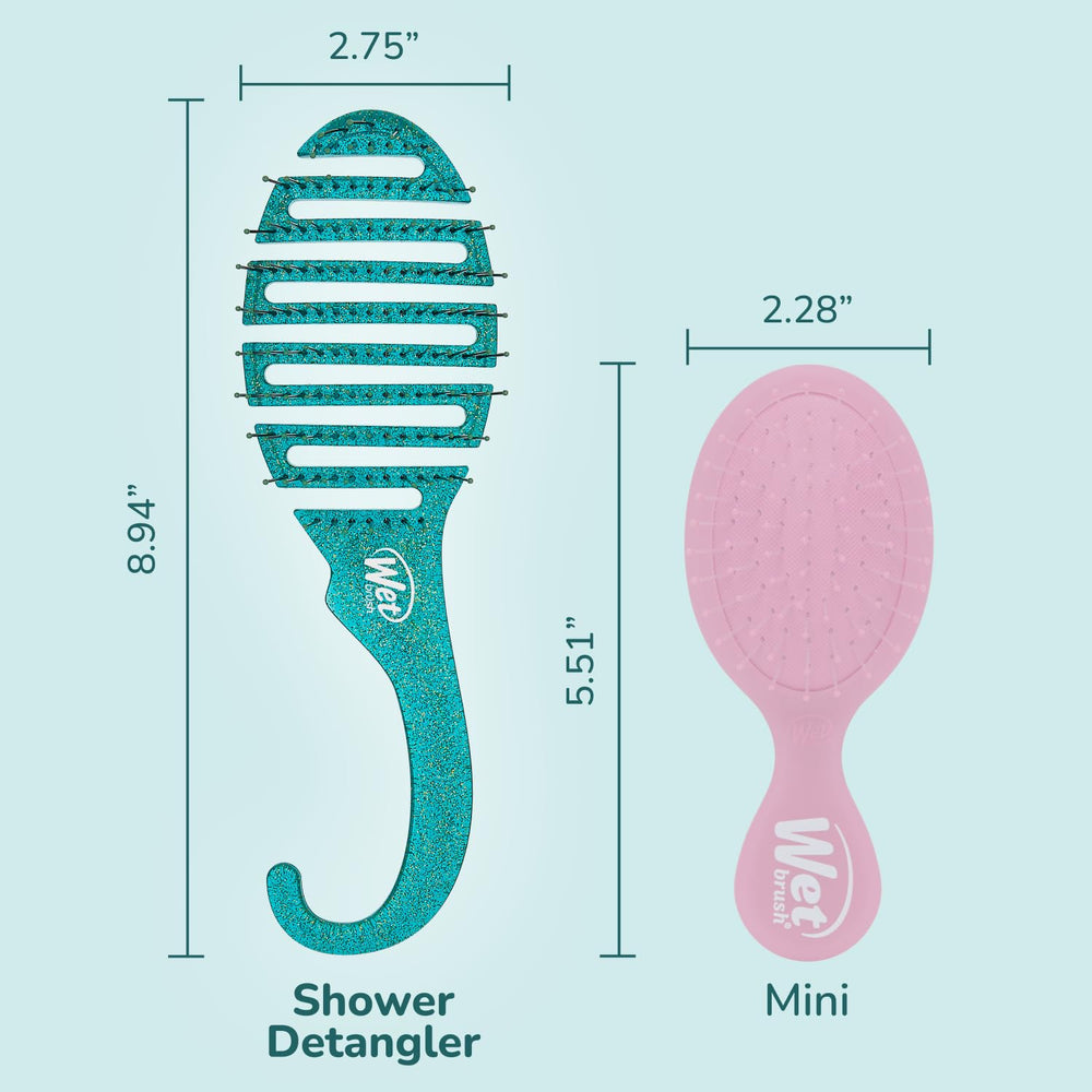 Wet Brush Shower Detangler used on wet hair to distribute conditioner evenly.