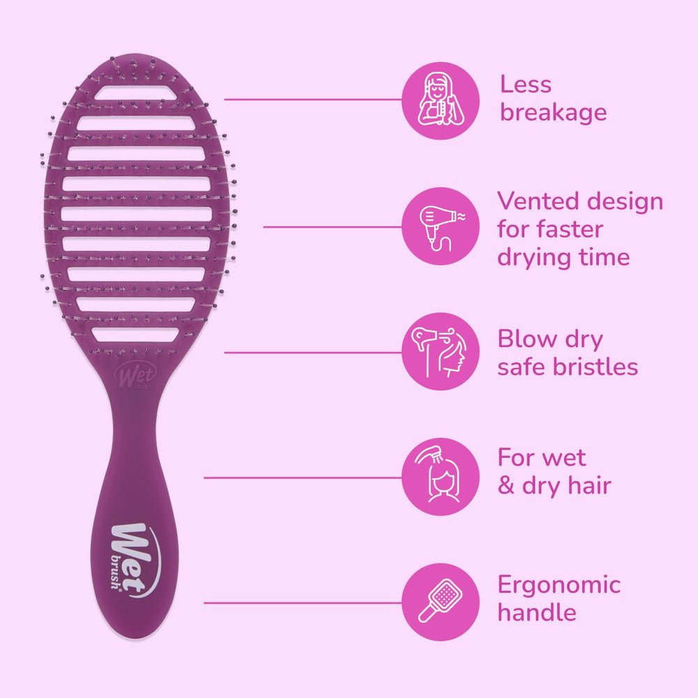 Wet Brush Speed Dry blow-dry safe bristles minimize snags during heat