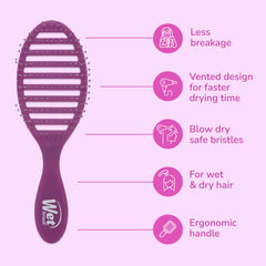 Wet Brush Speed Dry blow-dry safe bristles minimize snags during heat