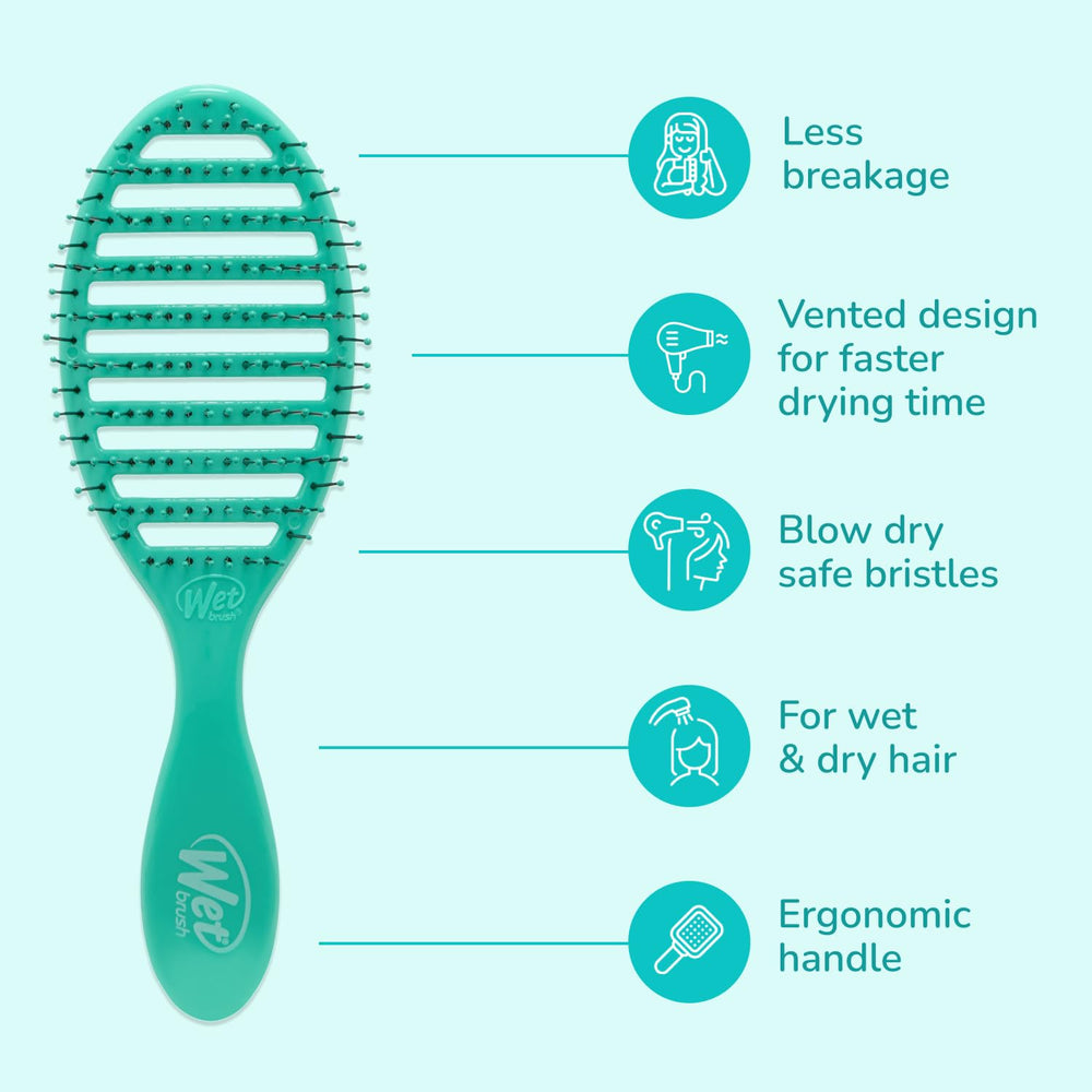 Wet Brush Speed Dry bristles glide through knots without snagging.