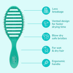 Wet Brush Speed Dry bristles glide through knots without snagging.