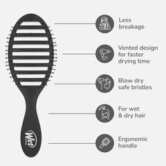 Wet Brush Speed Dry ergonomic handle offers comfortable grip during use.