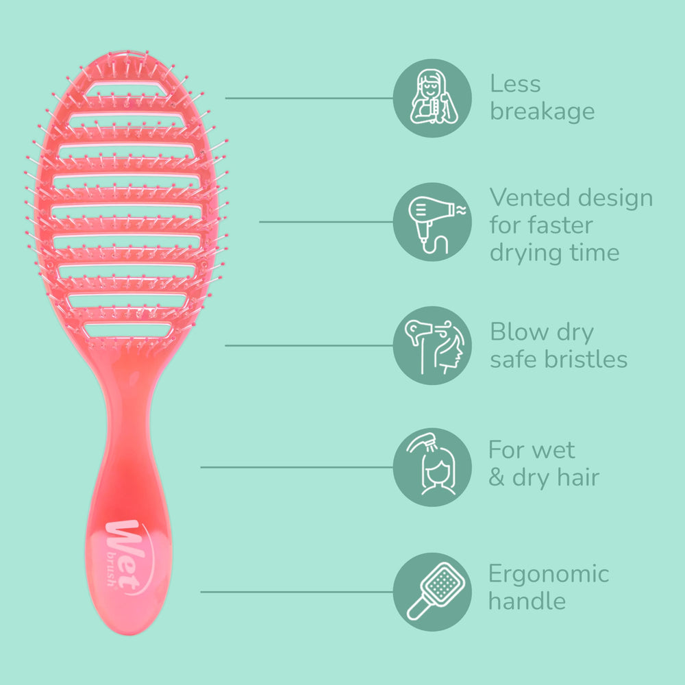 Wet Brush Speed Dry ergonomic handle offers comfortable styling sessions.