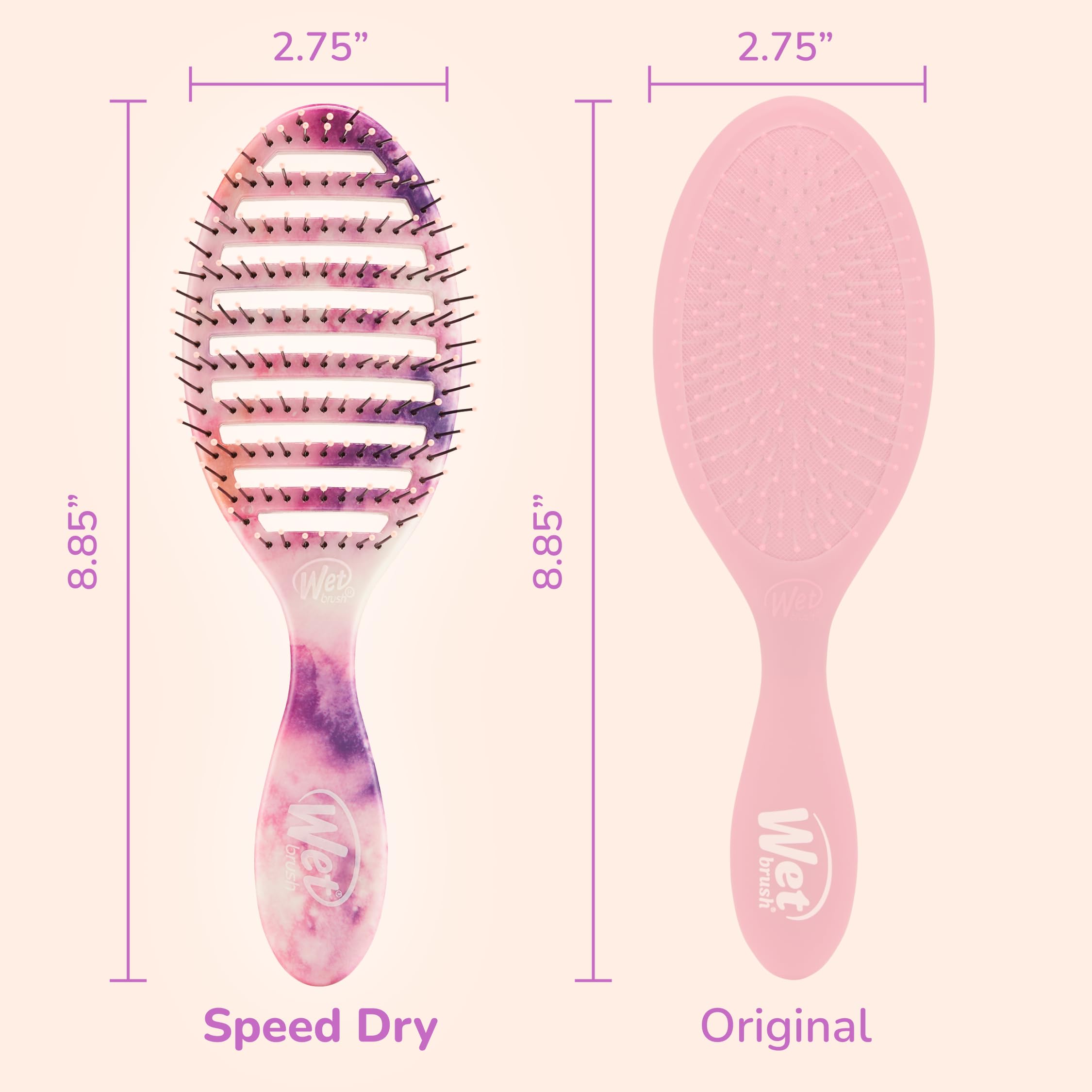 Wet Brush Speed Dry ergonomic handle shot highlights comfortable grip during styling.