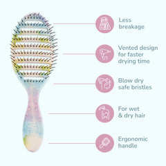 Open vented design of Wet Brush Speed Dry speeds moisture removal