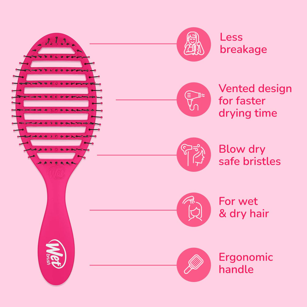 Wet Brush Speed Dry pink ergonomic handle offers a comfortable grip