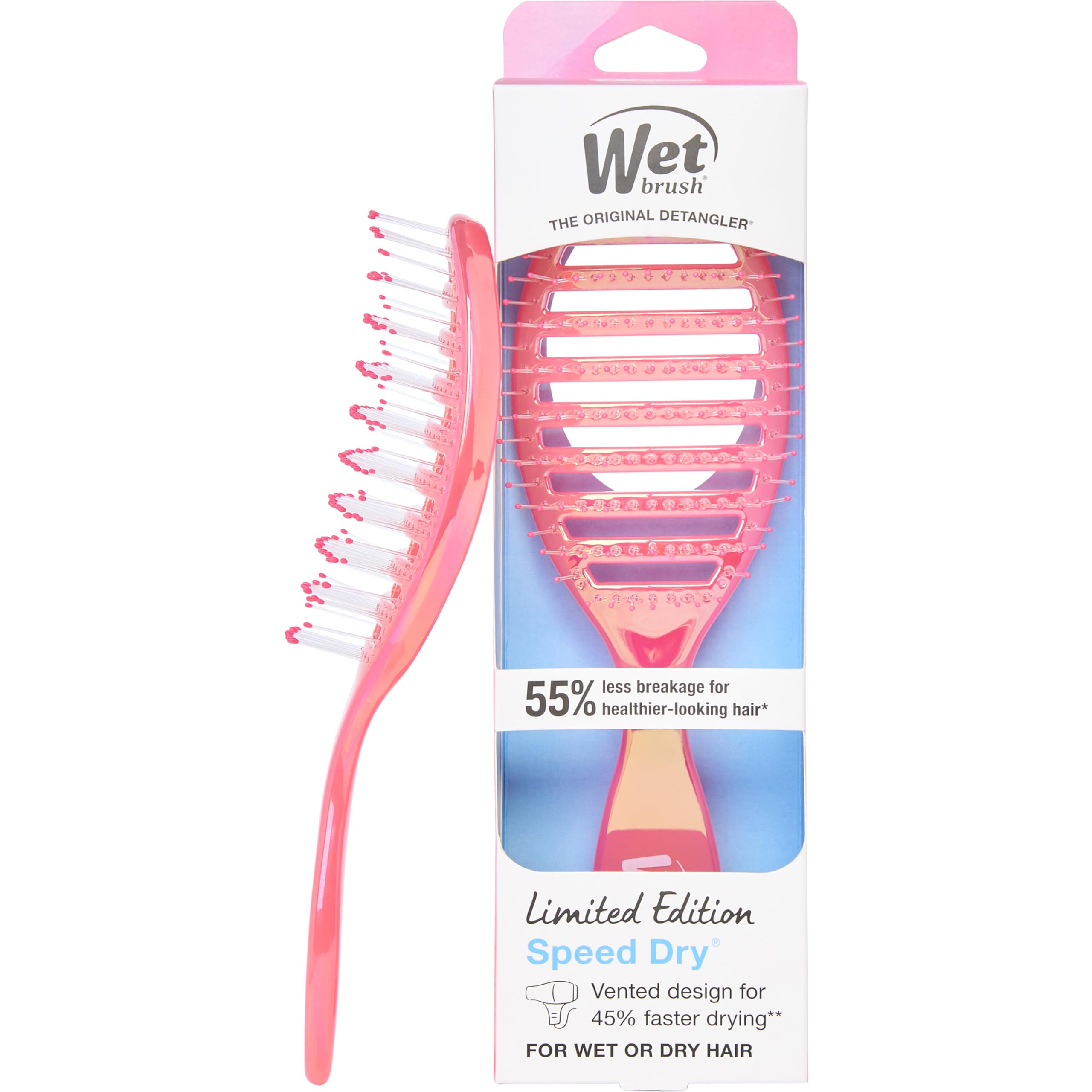 Wet Brush Speed Dry vented design enables faster blow-drying.