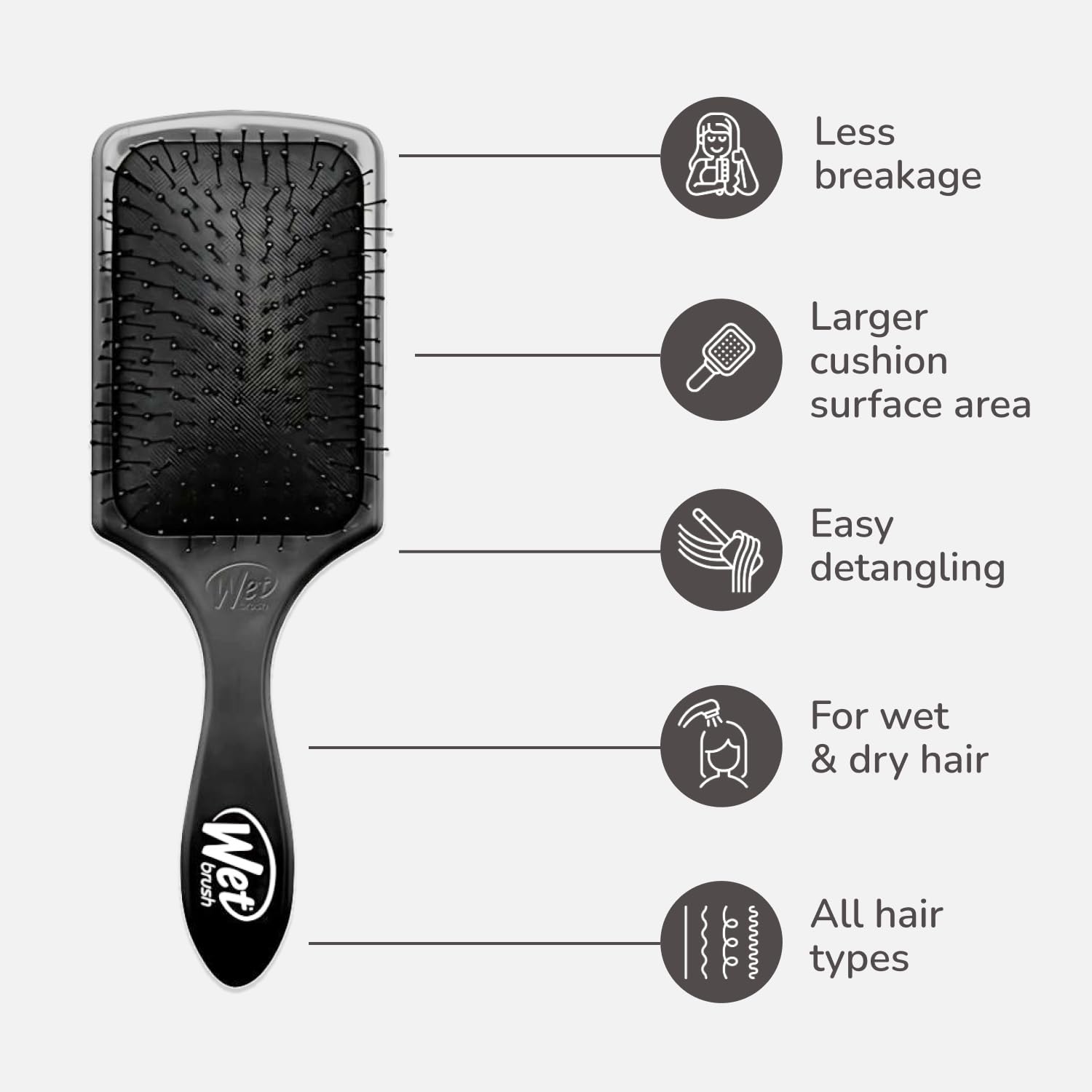 Even distribution of conditioner shown with Wet Brush Paddle Detangler