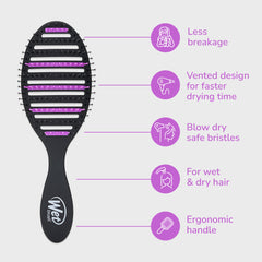 Wet Brush Ultra-soft TPE strips reduce frizz for smoother styling.