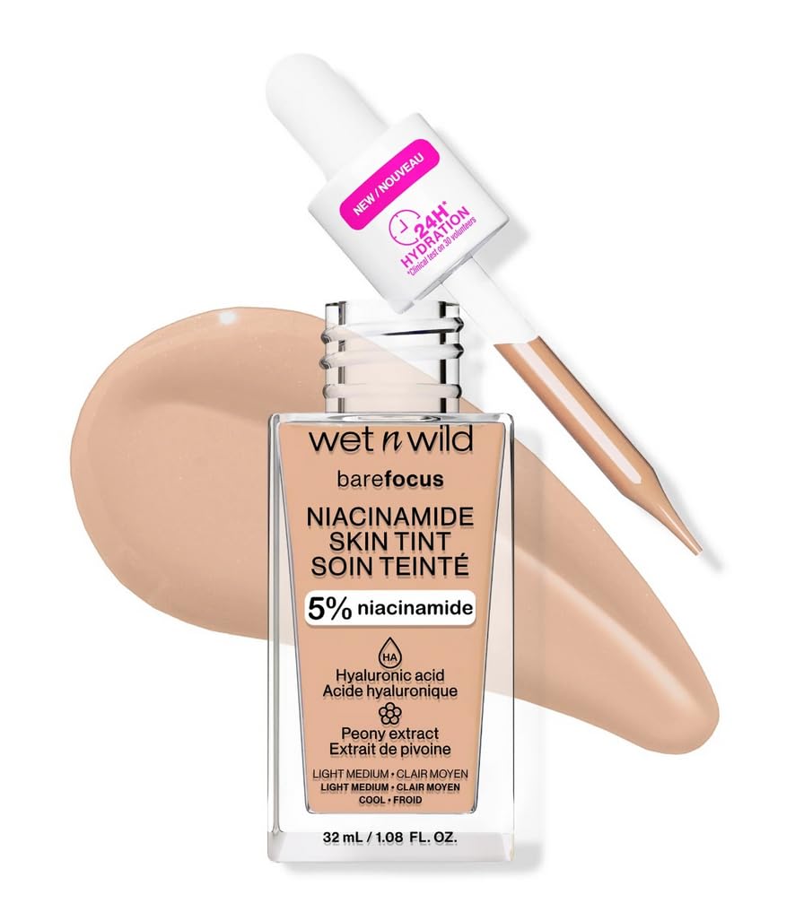 Wet n Wild Bare Focus Skin Tint bottle shows lightweight hydration for daily wear.