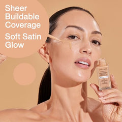 Wet n Wild Bare Focus Skin Tint swatch demonstrates buildable coverage for natural radiance.