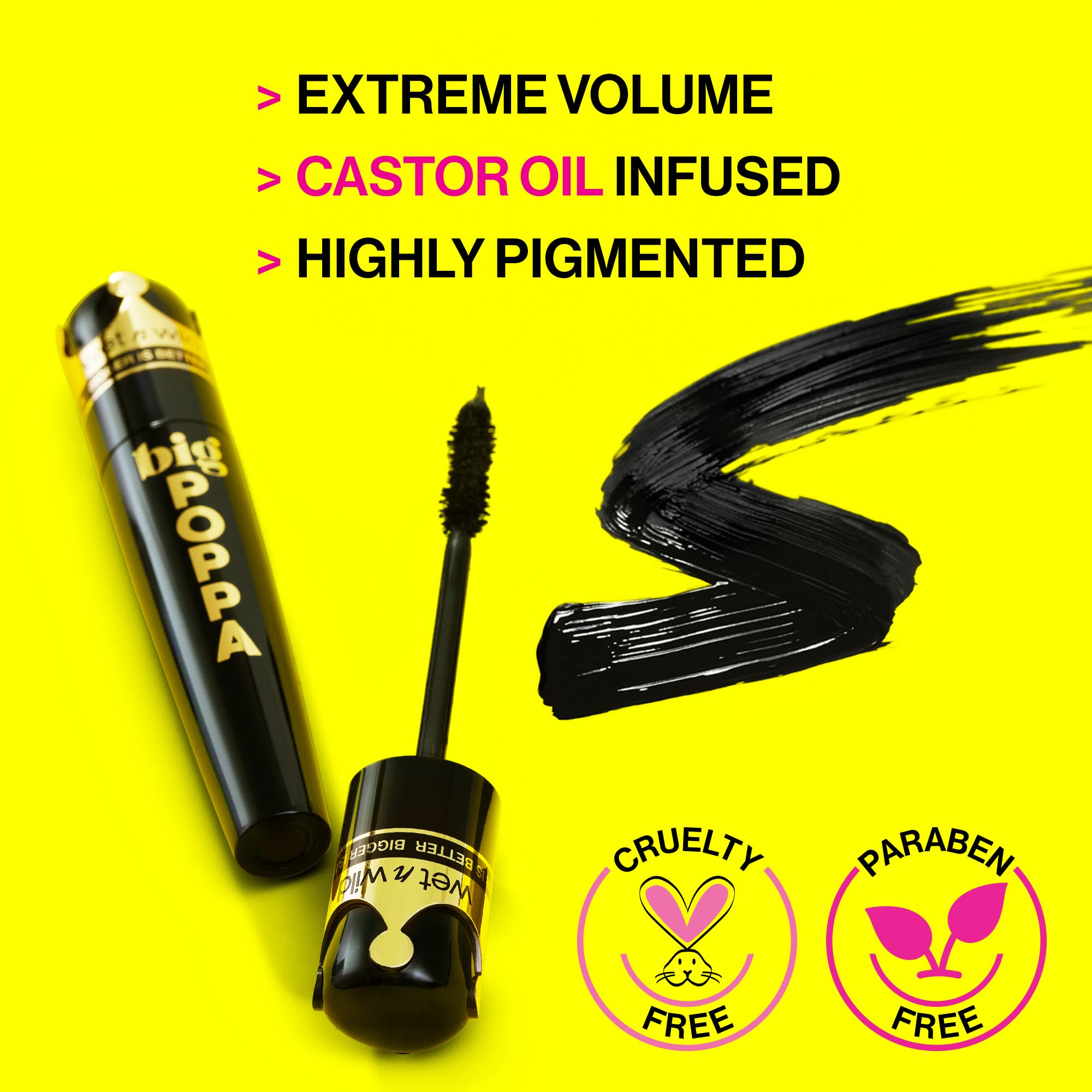 wet n wild Big Poppa Máscara: envase negro para un look audaz y duradero