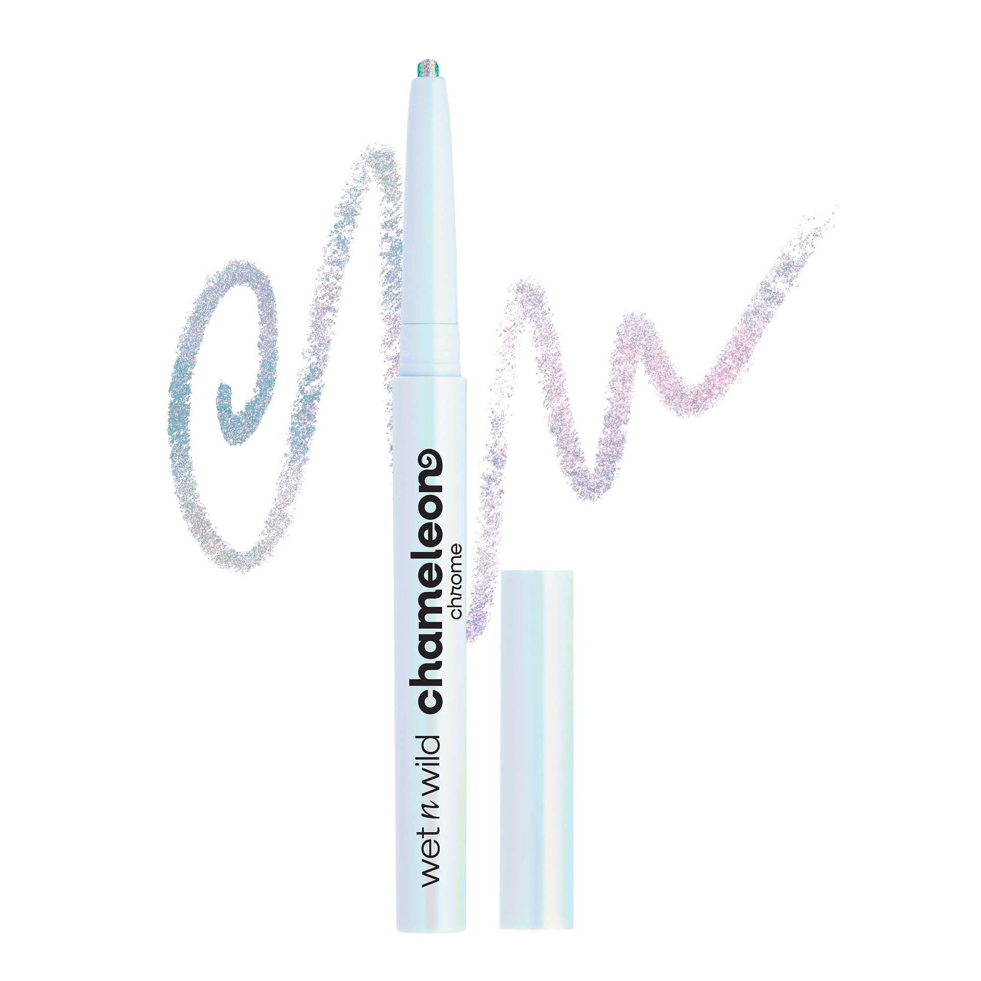 wet n wild Chameleon Chrome Eyeliner electric prism swatch showing color shift in light