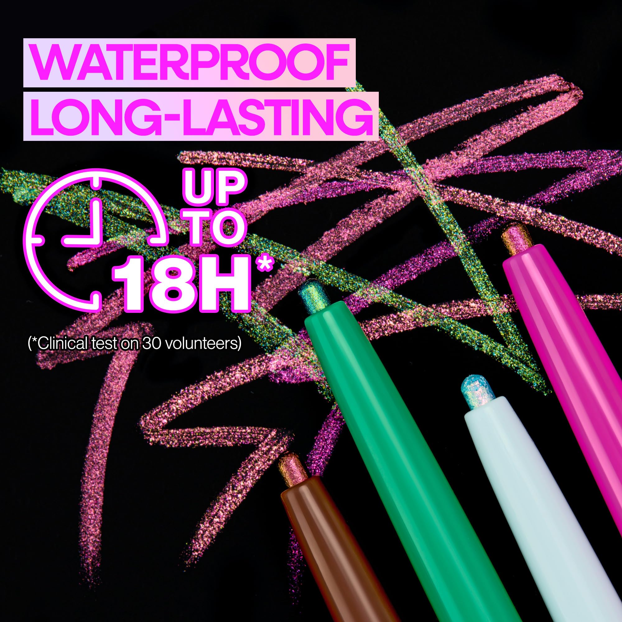 wet n wild Chameleon Chrome Eyeliner smudge-proof finish stays vibrant during activity