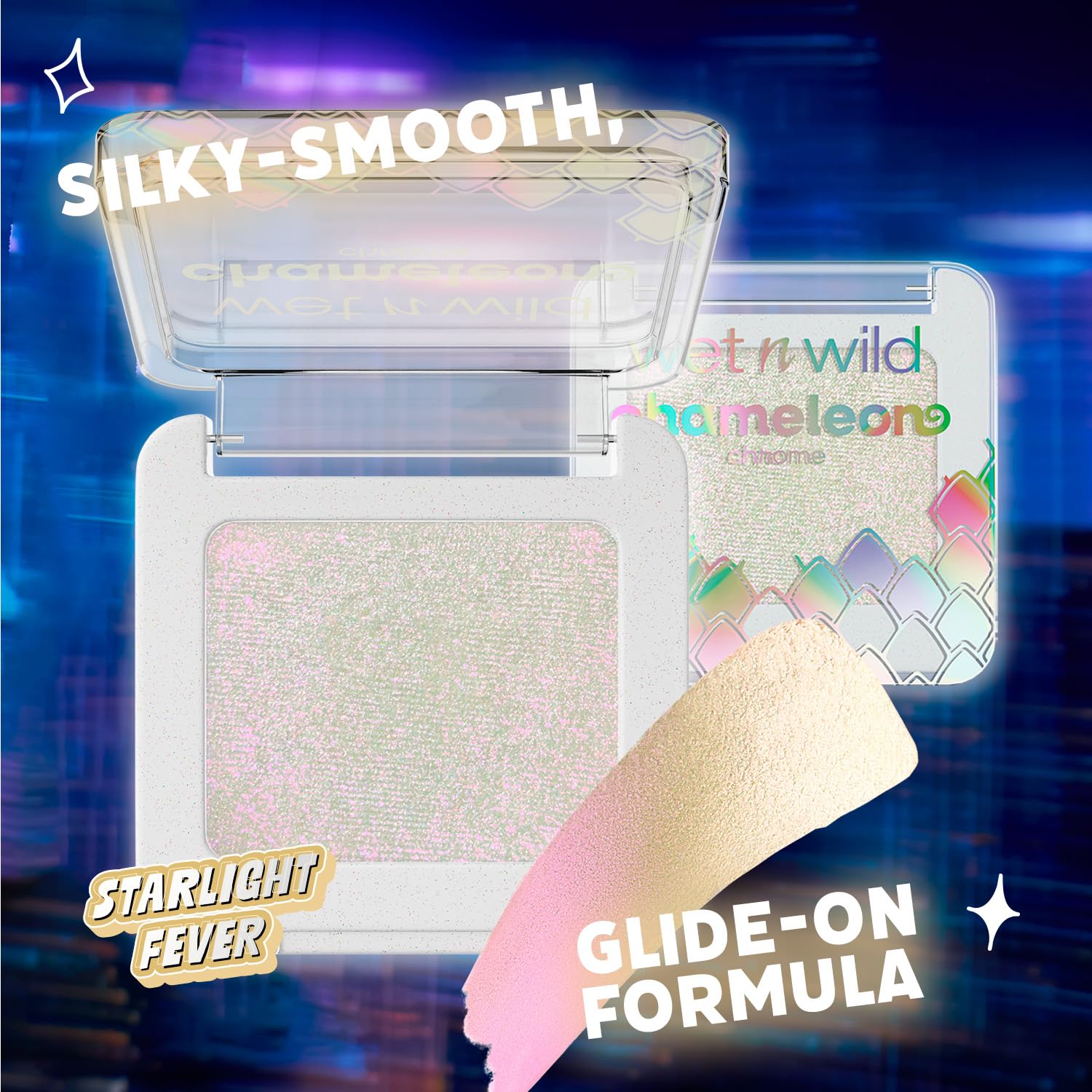 wet n wild Chameleon Chrome Eyeshadow Starlight Fever layered chrome effect for versatile looks