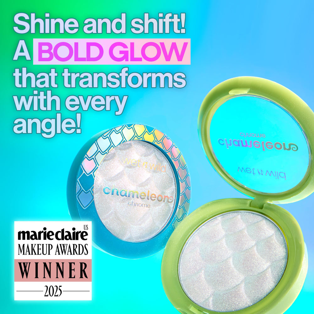 wet n wild iluminador Chameleon Chrome: textura líquido a horneado para acabado suave