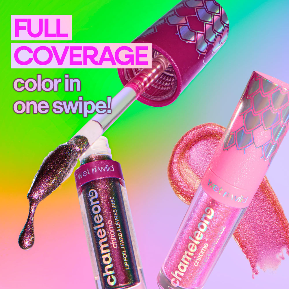 wet n wild Chameleon Chrome Lip Foil, acabado reflectante que varía con la iluminación