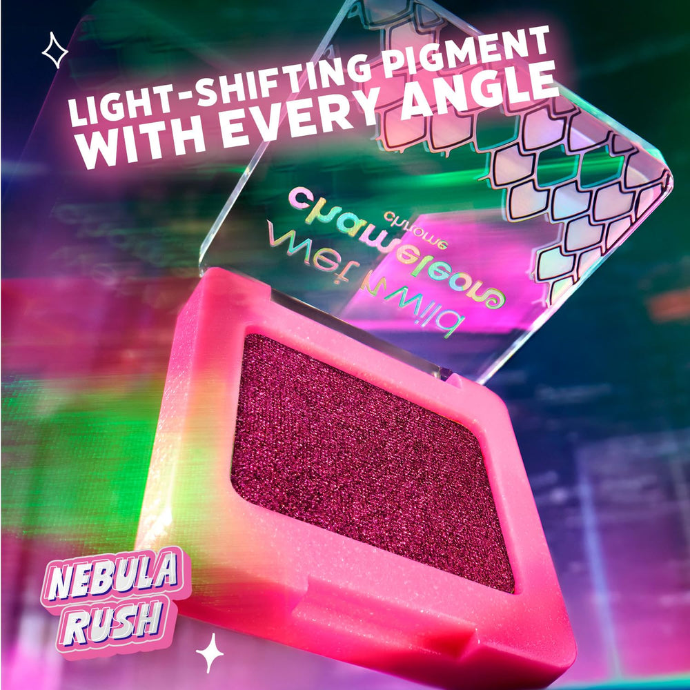 wet n wild Chameleon Chrome Nebula Rush on lid displays versatile chrome look in one shade