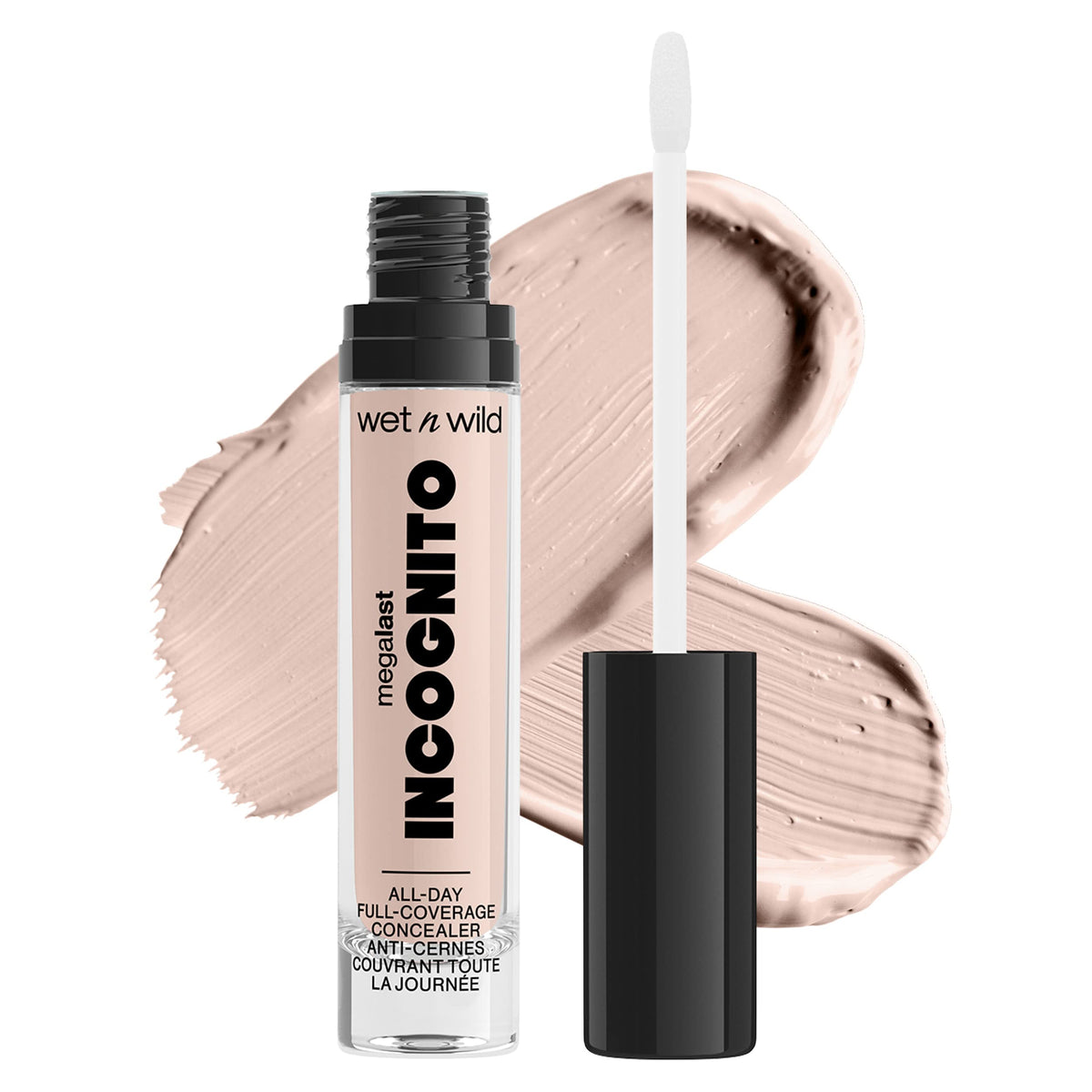 Wet n Wild Mega Last Incognito concealer bottle close-up with smooth matte finish for all-day wear.