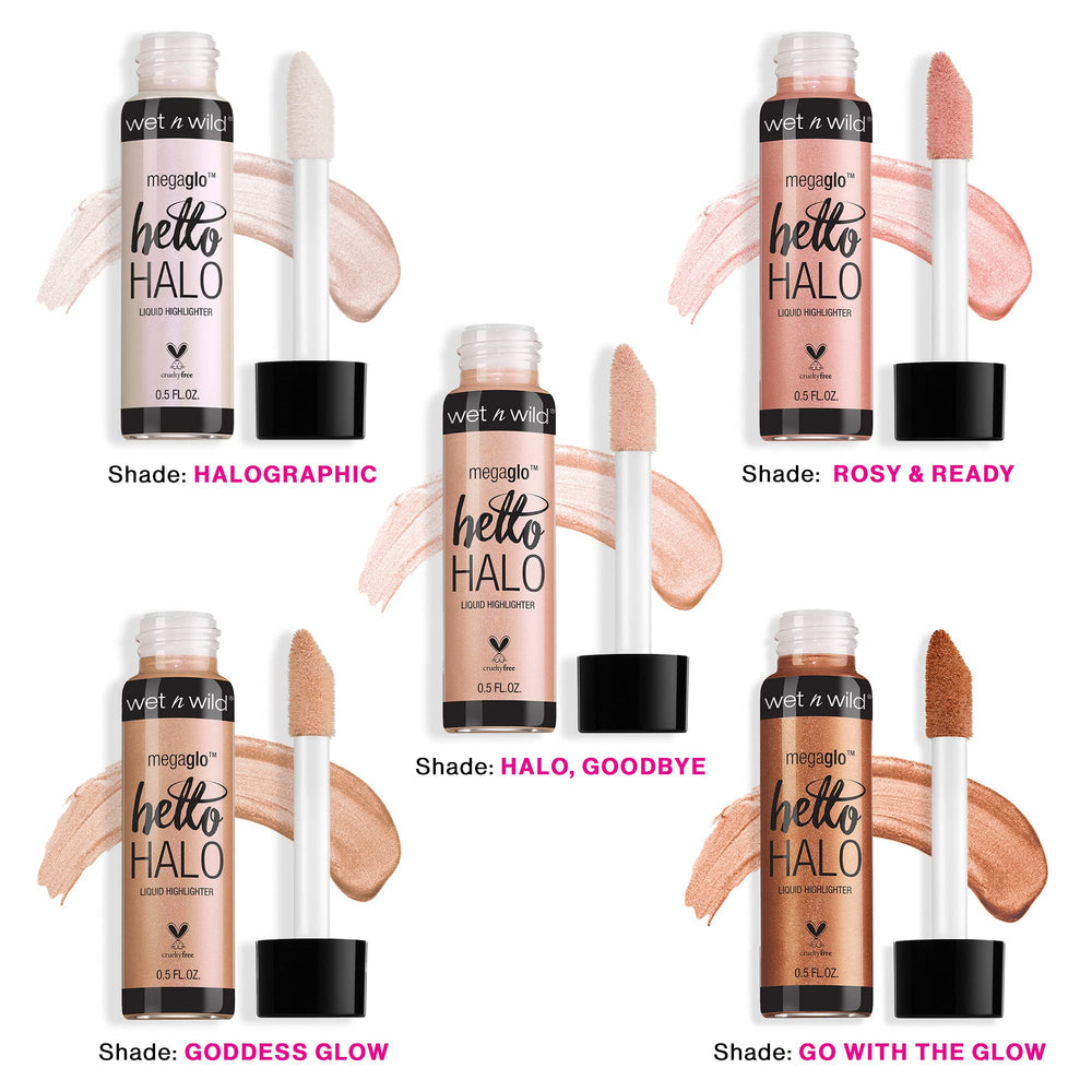 Brillo para rostro con Wet n Wild MegaGlo Hello Halo en tono rosado dorado.