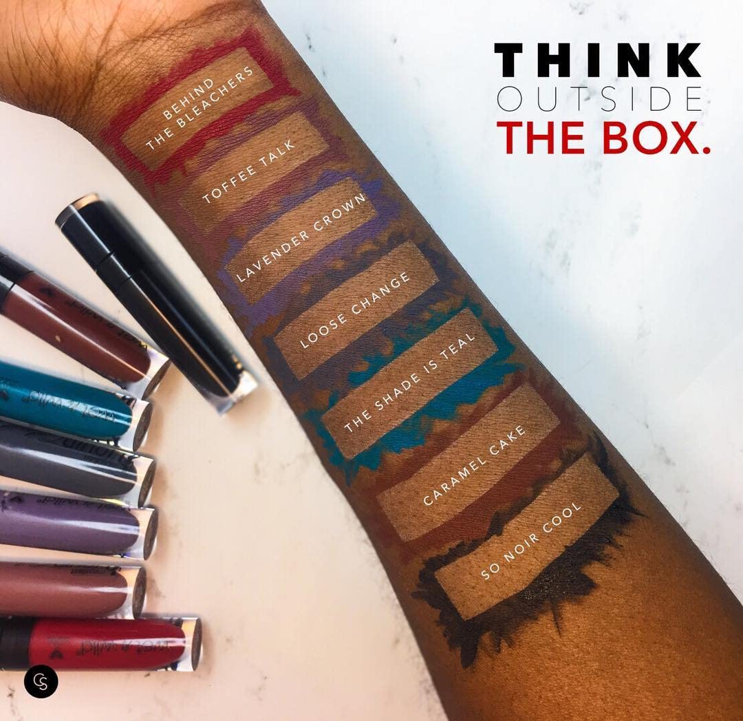 Lip shot highlights smudge-proof appeal in casual setting.