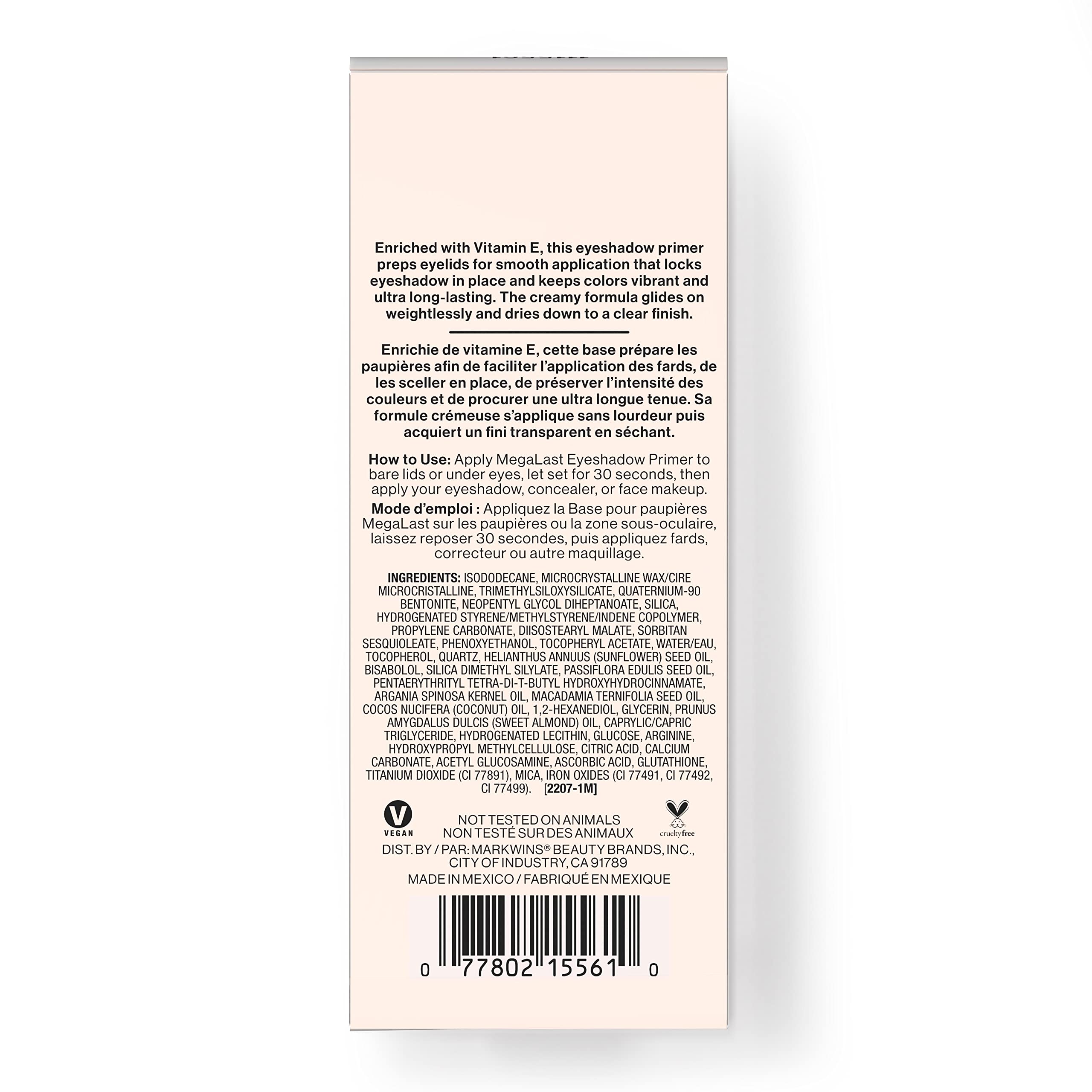 wet n wild Megalast Eyeshadow Primer cruelty-free logo visible on packaging