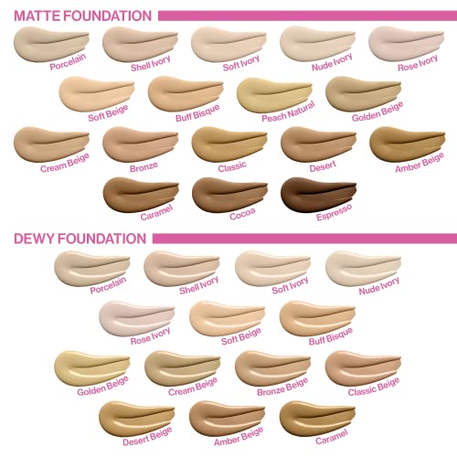 Wet n Wild Photo Focus Dewy Foundation Shell Ivory swirl blends seamlessly.