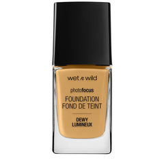 Wet n Wild Photo Focus Dewy Liquid Foundation swatch demonstrates buildable coverage and natural finish.