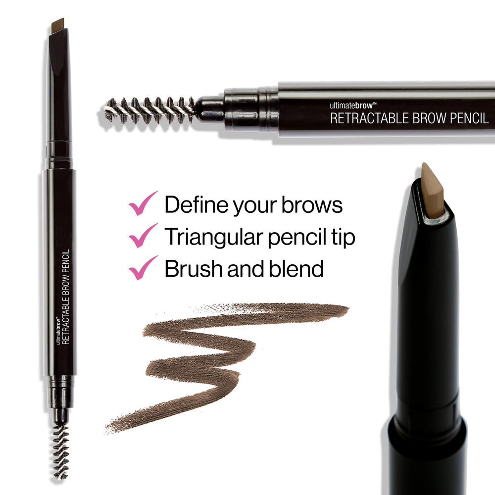 wet n wild Ultimate Eyebrow Retractable Pencil dual-ended spoolie blends brows smoothly.