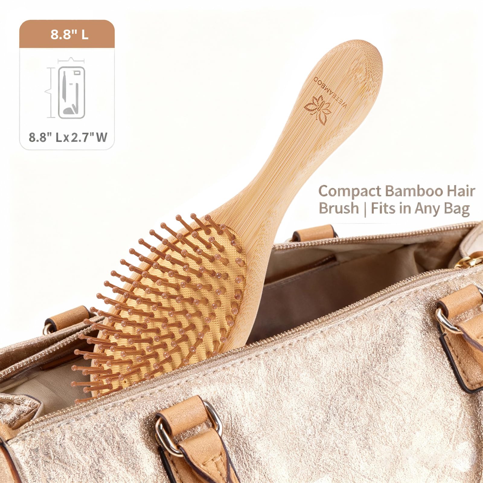 WetBamboo brush with natural bamboo bristles detangles knots with less breakage.