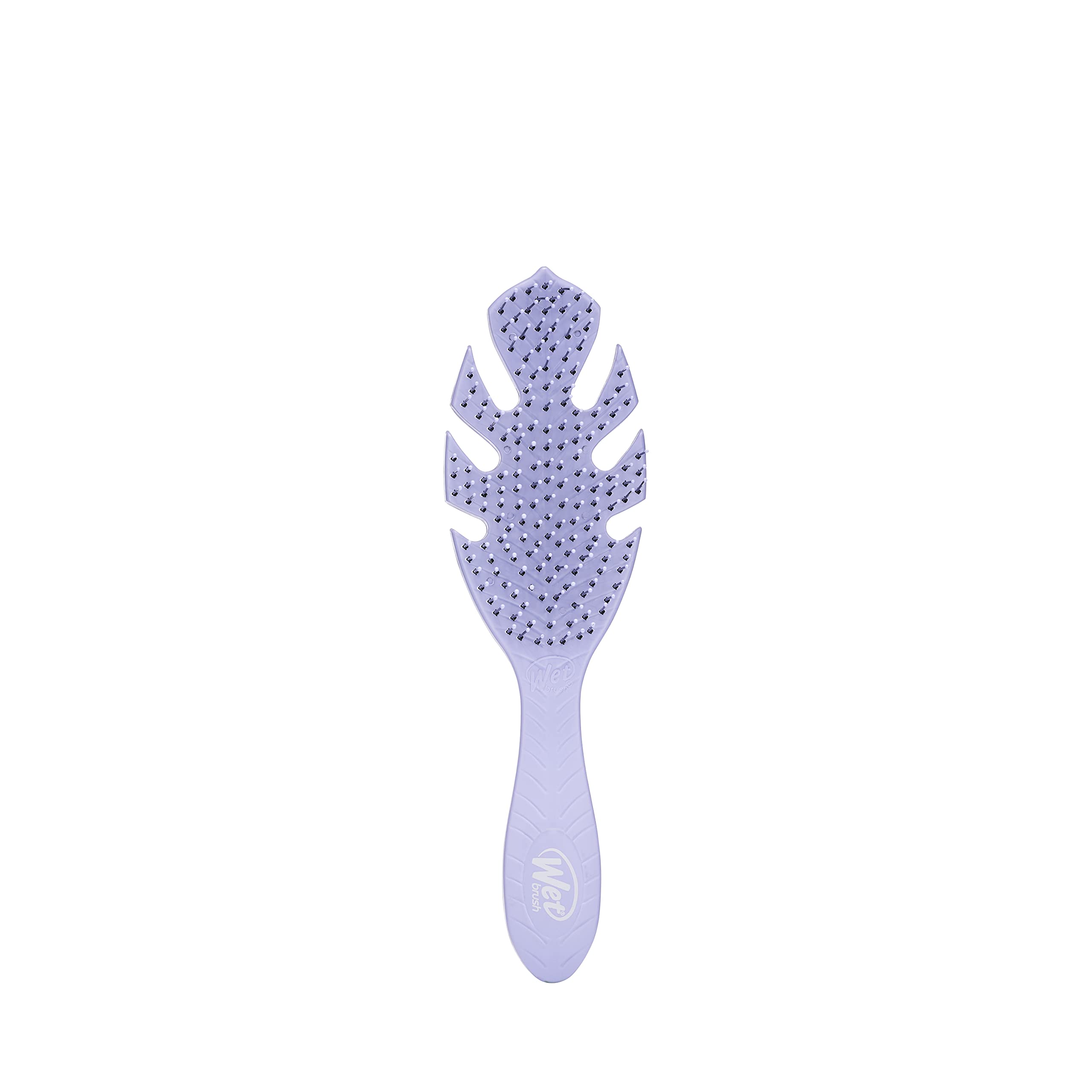 Wet Brush Go Green Detangler Purple close-up gliding through knots