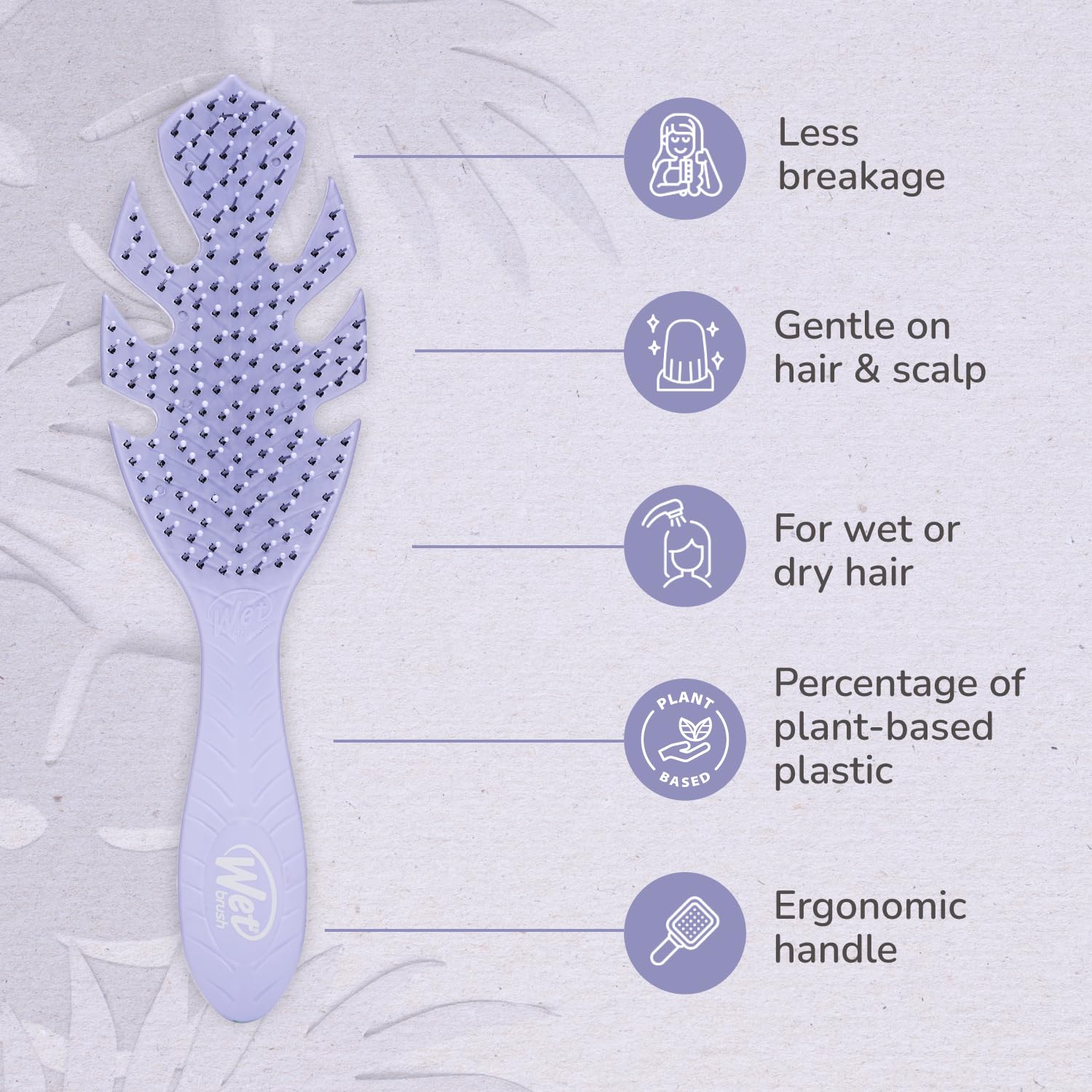 Wet Brush Go Green Detangler Purple for curly hair in use