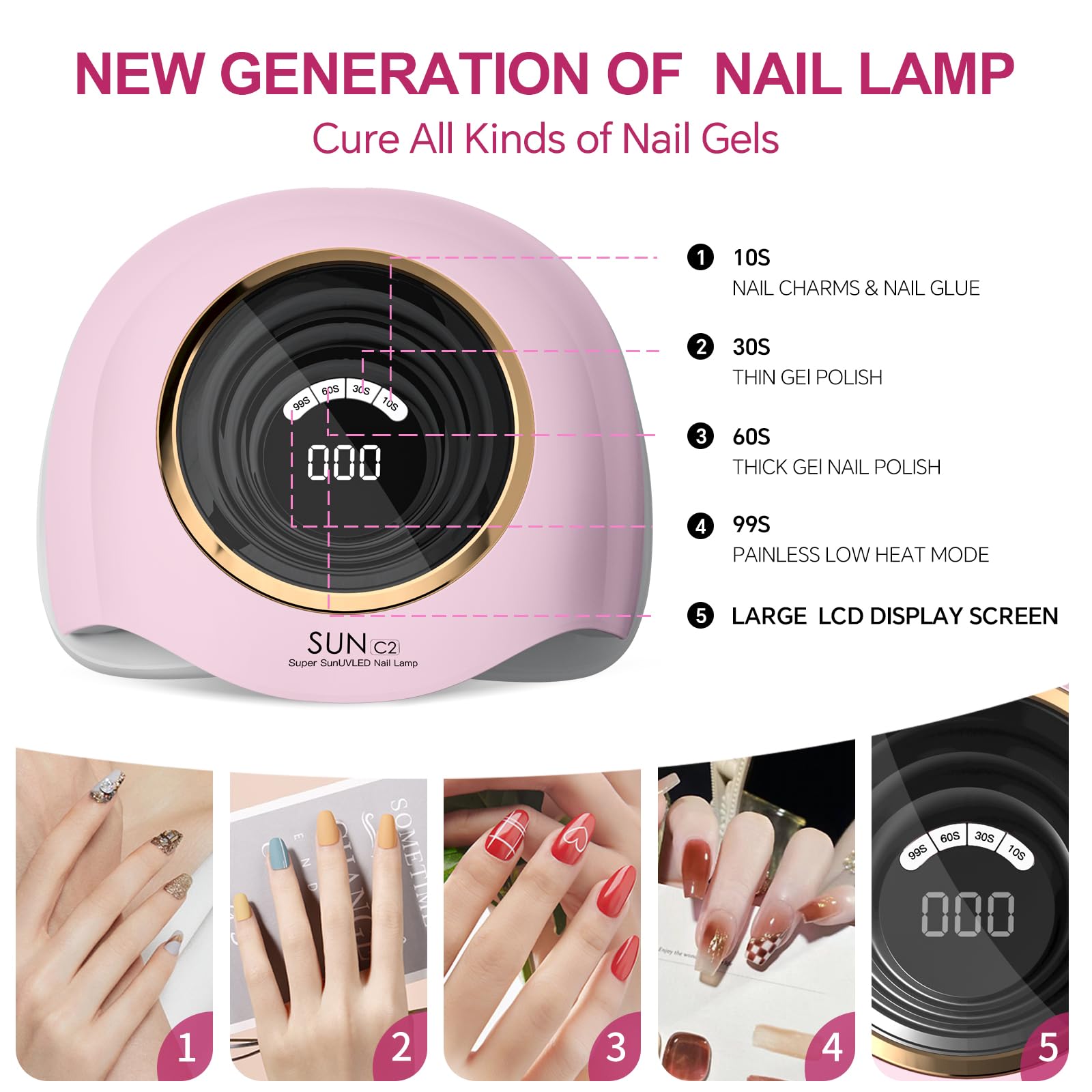 WEVILI UV LED nail lamp with LCD display showing timer for precise sessions