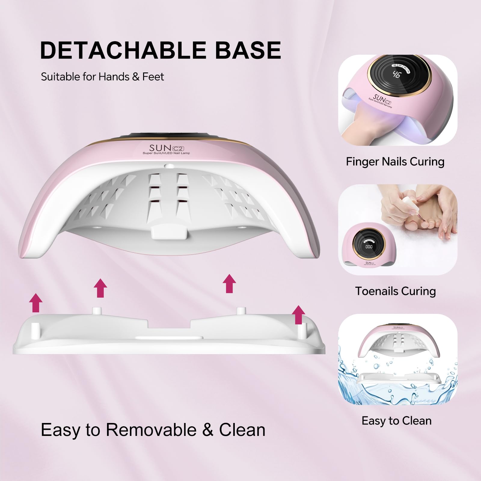 WEVILI pink salon-style nail lamp adds a stylish touch to your setup