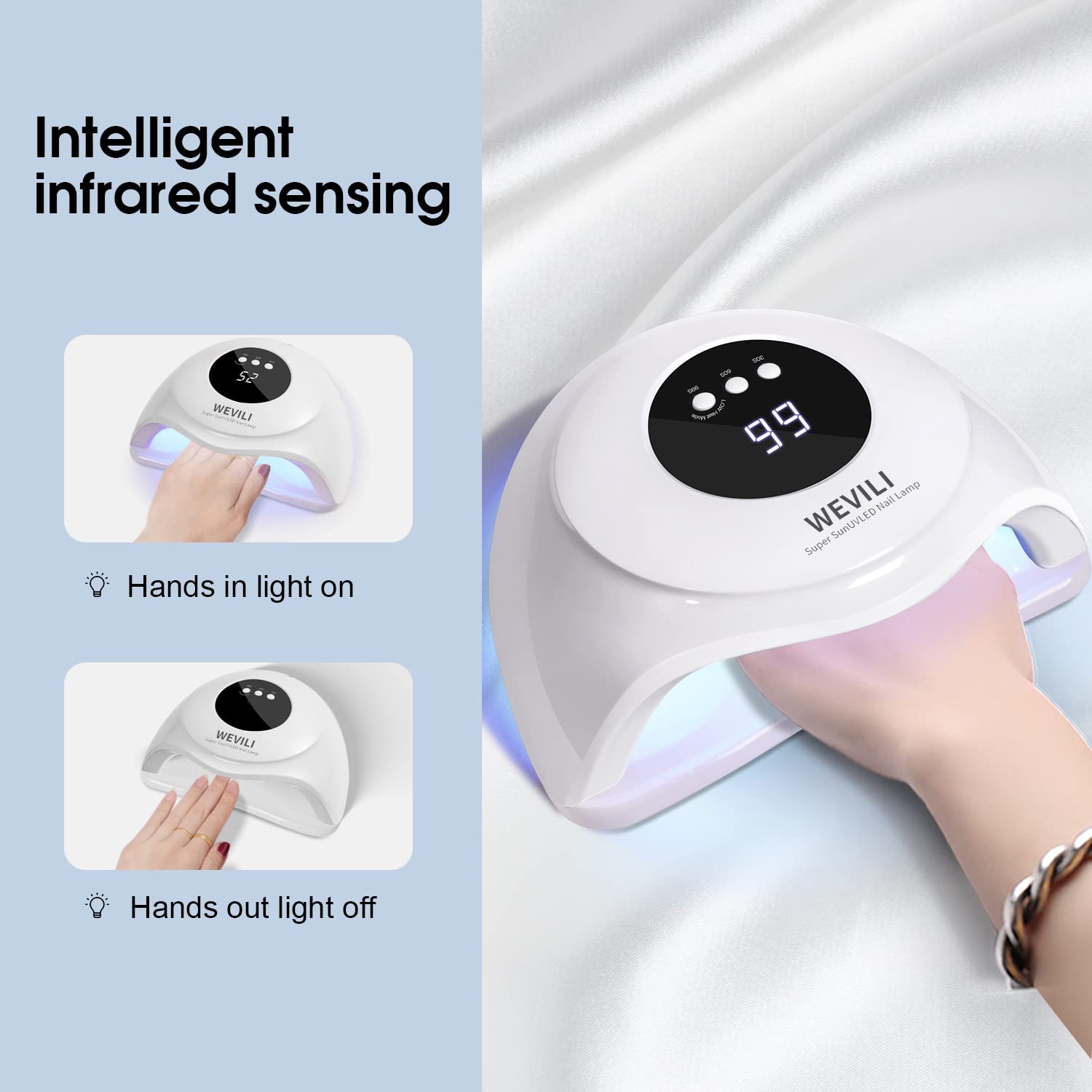 WEVILI 72W UV nail lamp LCD display for clear timing