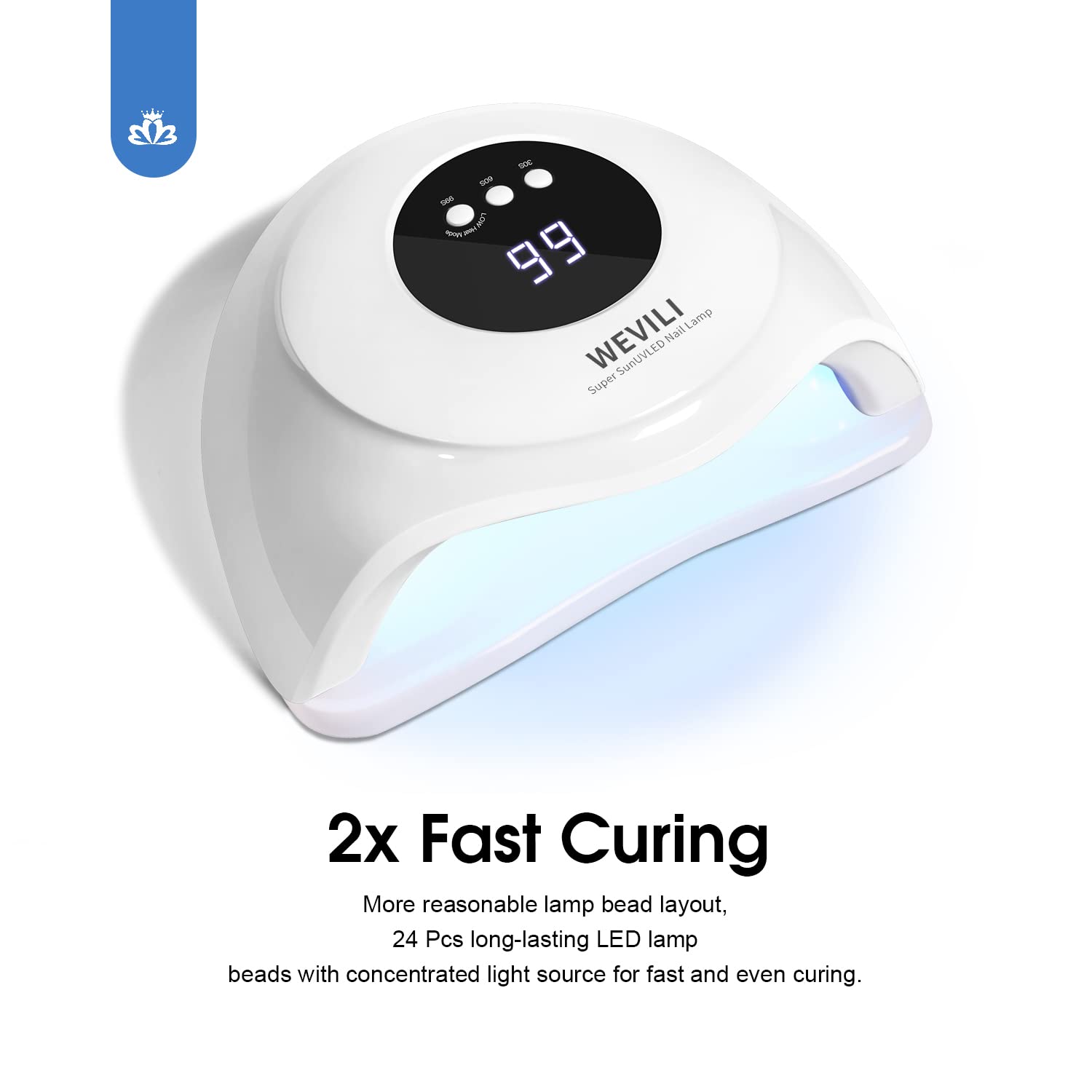 WEVILI 72W UV nail lamp LED beads close-up showing even curing