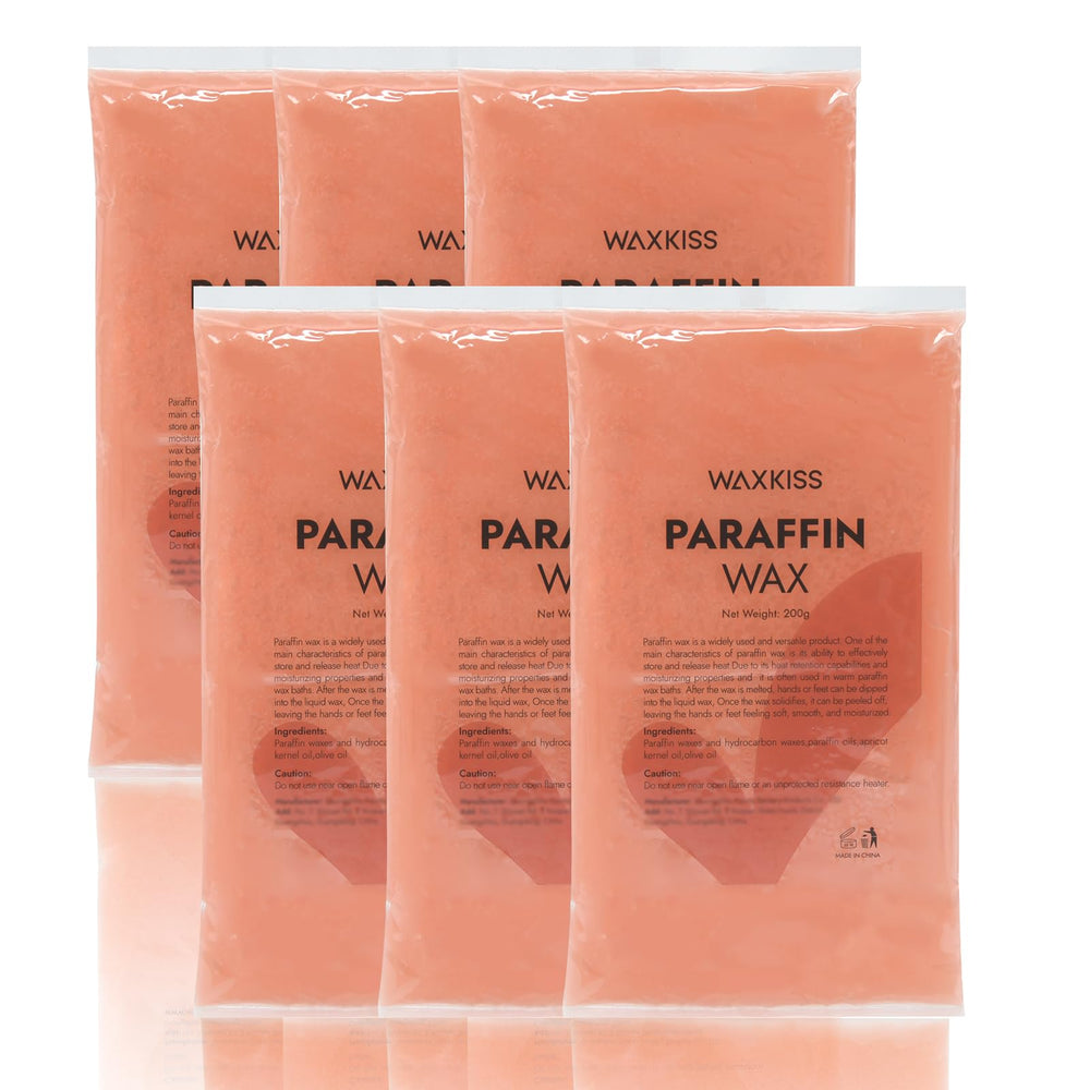 WeWax peach paraffin refill for hands and feet, offering a moisturizing spa treat.