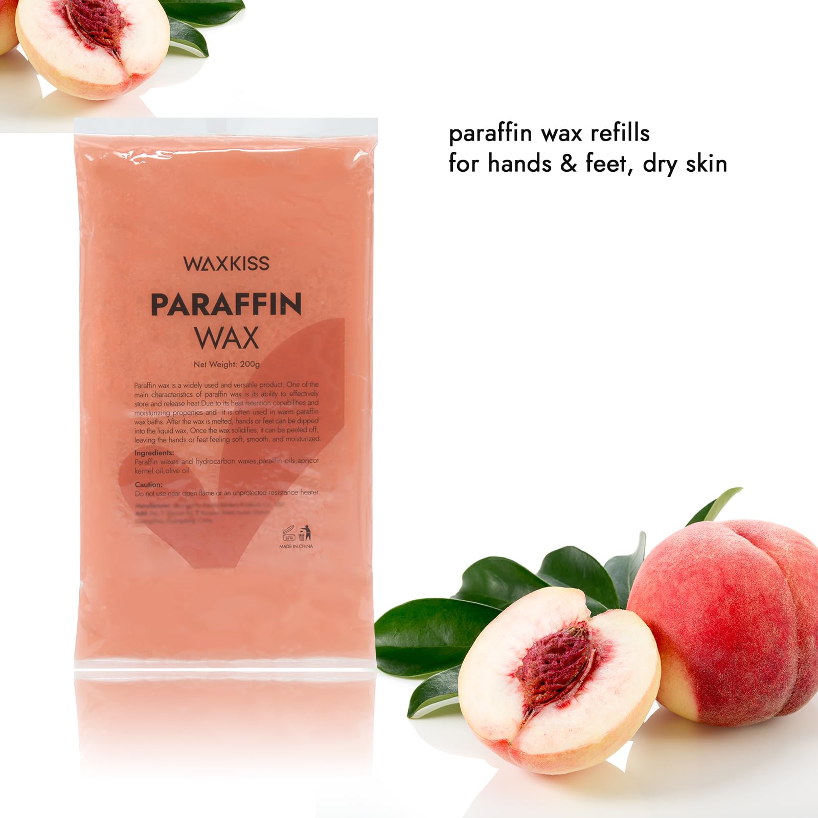 Peach-scent paraffin wax blocks from WeWax for at-home therapy.