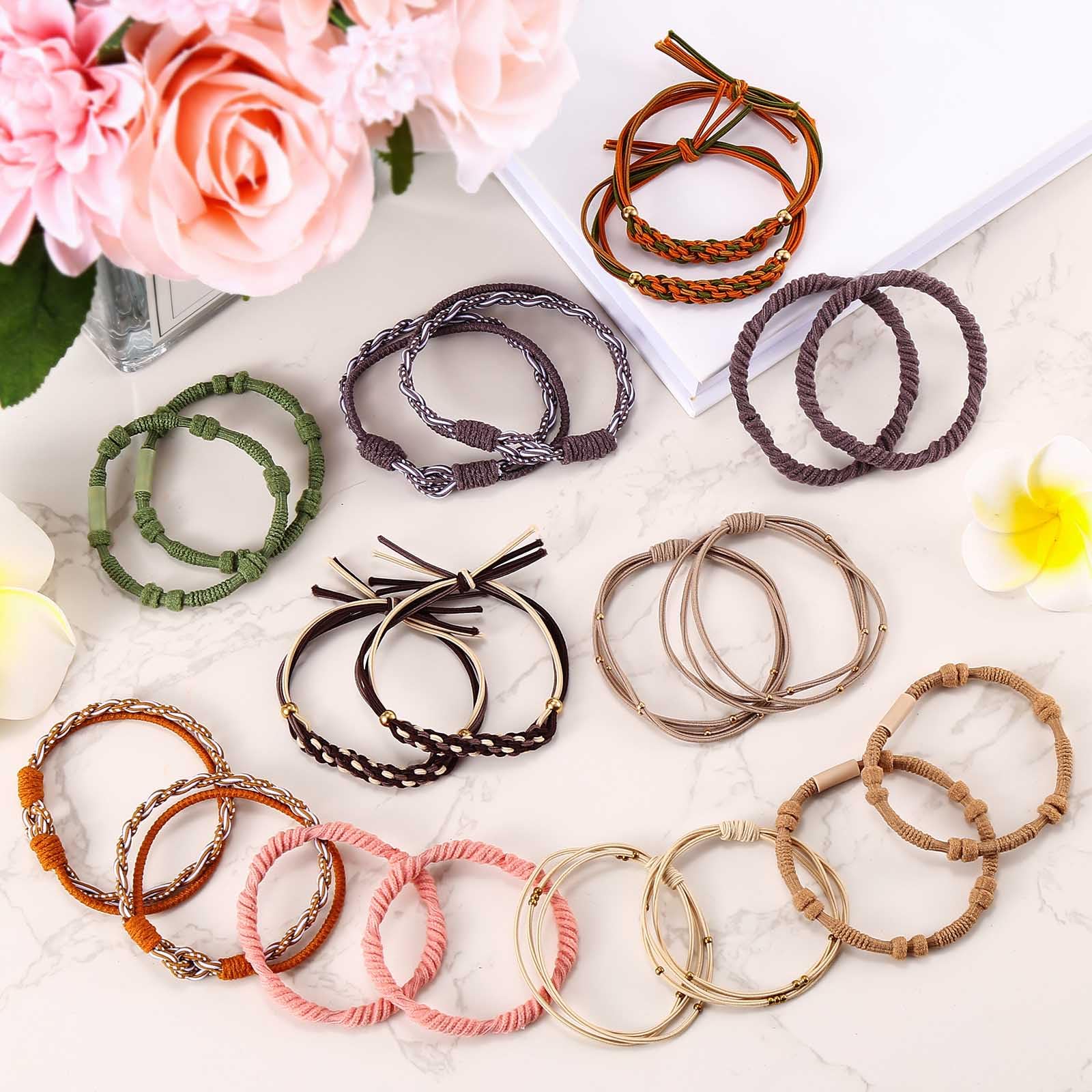 Coleteros Boho de Wgniip para cabello grueso con sujeción suave.