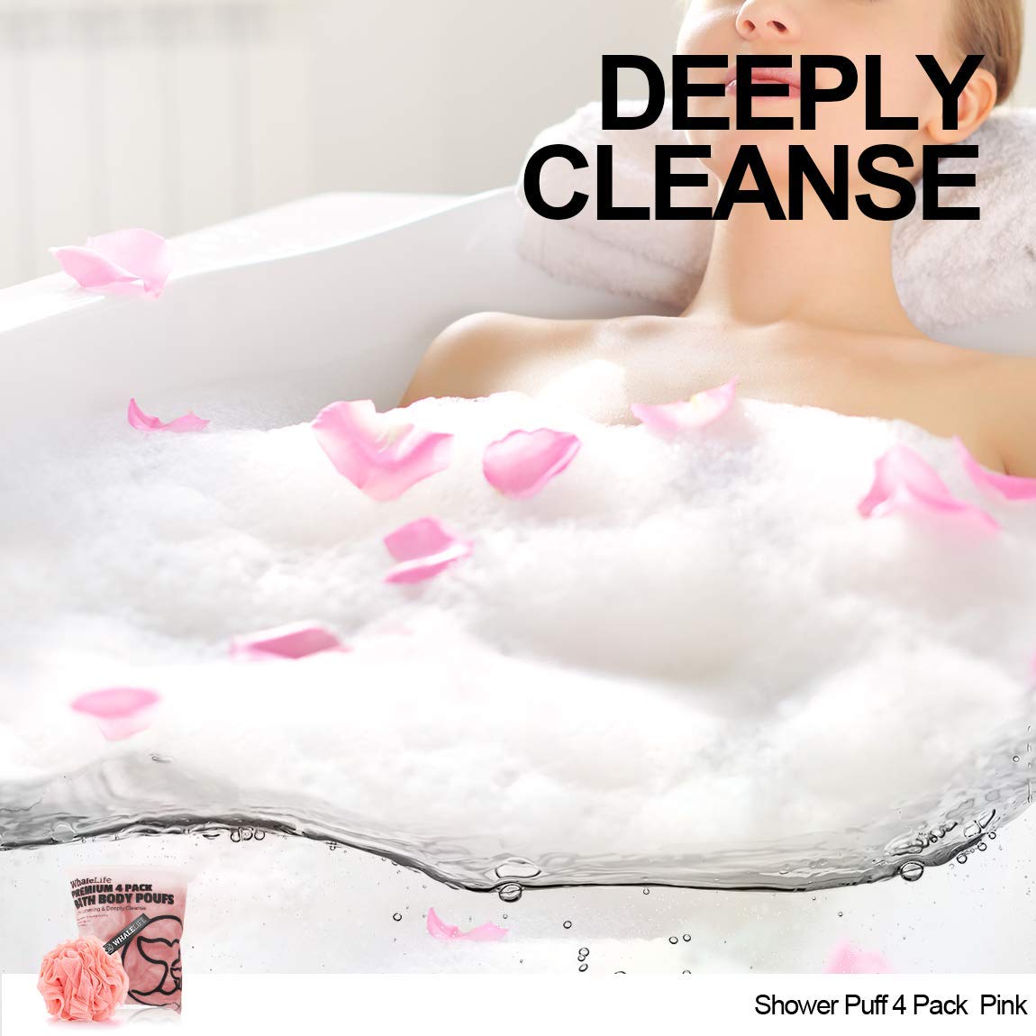 WhaleLife calidad premium esponja ducha rosa para piel sensible.