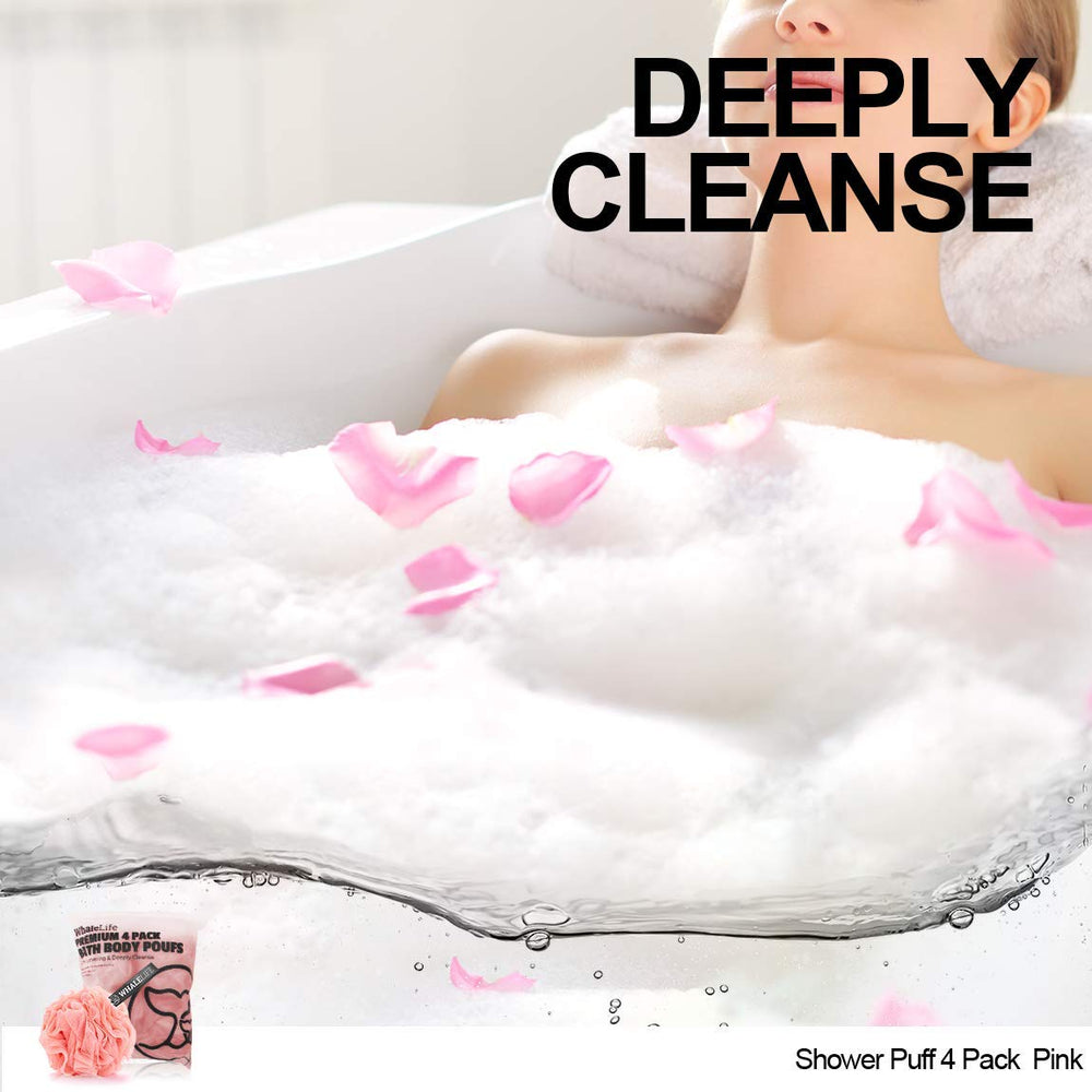 WhaleLife calidad premium esponja ducha rosa para piel sensible.