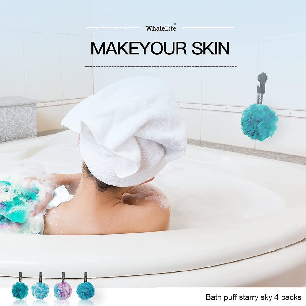 WhaleLife esponja baño malla espumosa azul para limpieza suave