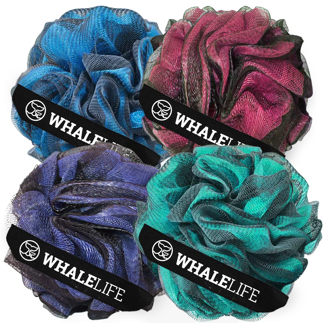 WhaleLife esponja lufa para baño cuatro unidades, vista general, uso diario suave