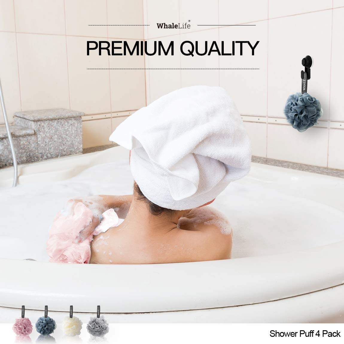 WhaleLife esponja lufa ducha espuma densa y 60 g para ducha cómoda