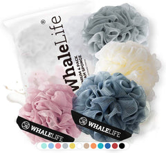 WhaleLife esponja lufa ducha rosa para exfoliar suavemente y crear espuma abundante
